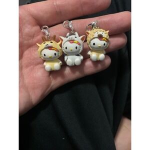 Sanrio Bandai Vintage Hello KittyAnimal Cosplay Keychains Sheep Cow Goat 3x